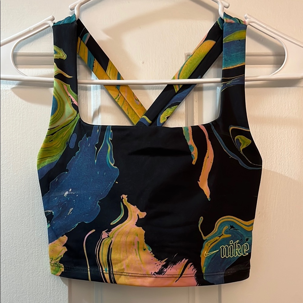 Nike Blue and Gold Graphic Crop Tank Top